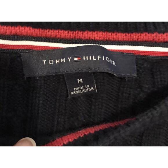 Tommy Hilfiger Women's Blue Color block Cotton Cable-Knit Sweater Size M - Picture 2 of 6